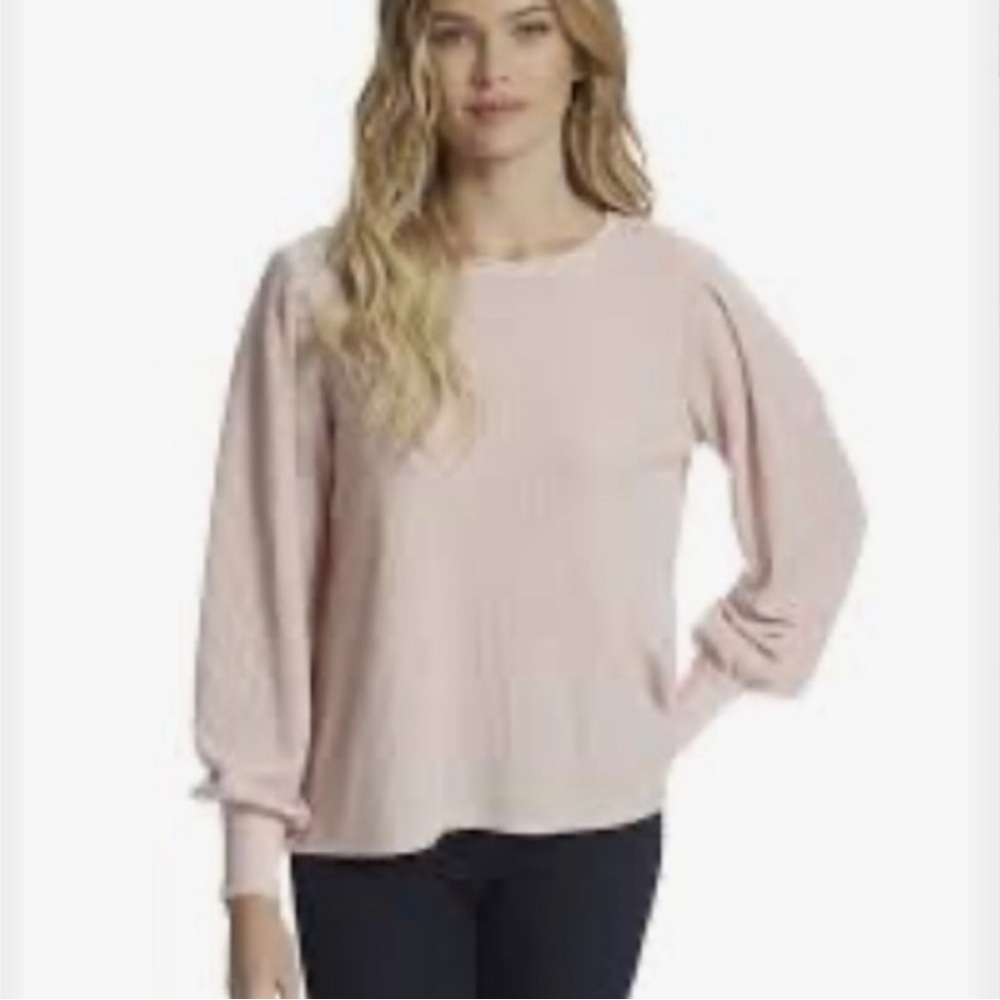 Jessica Simpson Wilder Pink Belled Long Sleeve Waffle Knit Shirt